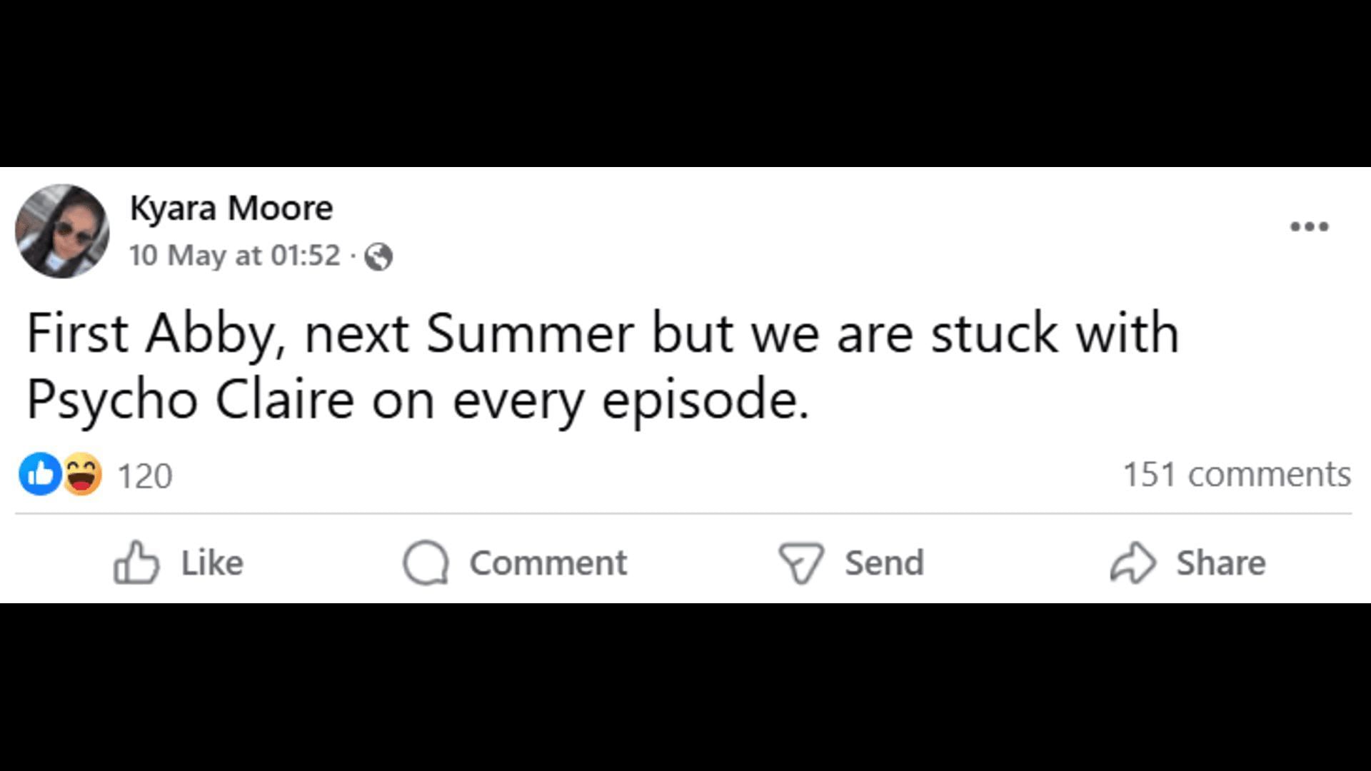 A Facebook post about Claire (Image via Facebook/The Young and the Restless)